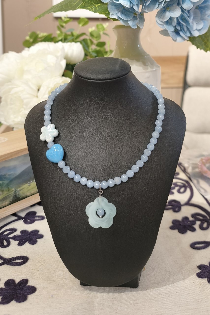 zaKOHANA_jewelry Чокер Блакитний нефрит з квіткою